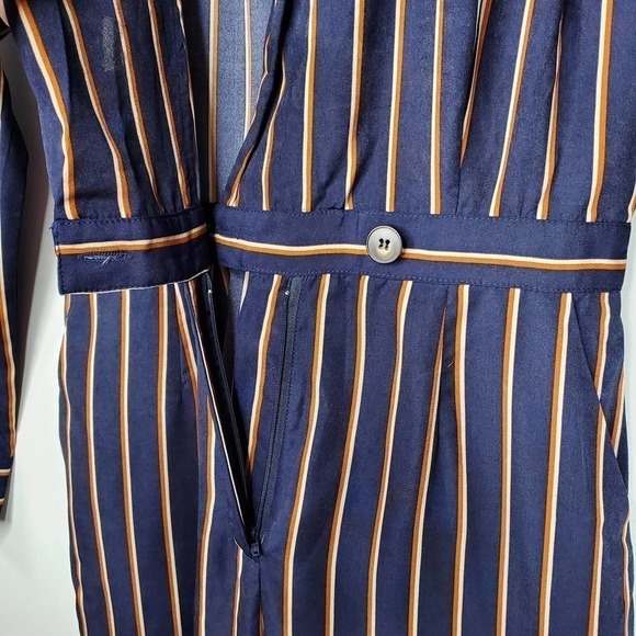 ASTR The Label Striped V-Neck Wide Leg Pantsuit Jumpsuit Navy Orange Size Small - Picture 6 of 14